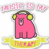 Sticker La musique est mon Thérapie mignonne Ours Vinyl (Devant)