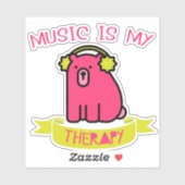 Sticker La musique est mon Thérapie mignonne Ours Vinyl (Feuille)