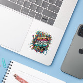 Sticker La nécessité est la Mère de l'Invention - Platon (Ordinateur portable avec iPhone)