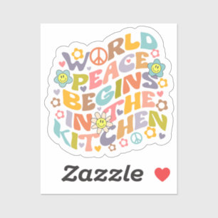 Sticker La Paix Mondiale commence dans la cuisine, Retro V