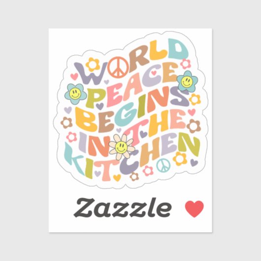 Sticker La Paix Mondiale commence dans la cuisine, Retro V (Feuille)