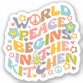 Sticker La Paix Mondiale commence dans la cuisine, Retro V (Recto)