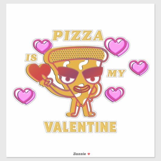 Sticker La pizza est ma Saint Valentin (Feuille)