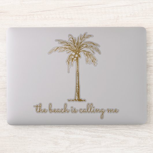 Sticker La plage m'appelle Gold Coconut Palm Tree (Ordinateur)