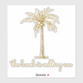 Sticker La plage m'appelle Gold Coconut Palm Tree (Feuille)