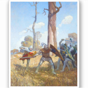 Sticker La pose de sir Lamorak, vers 1922 par N.C. Wyeth