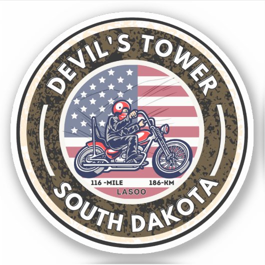 Sticker La route de Devil's Tower - le voyage à moto en la (Devant)