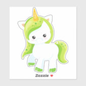 Sticker La Saint-Patrick, licorne mignonne, licorne magiqu (Feuille)