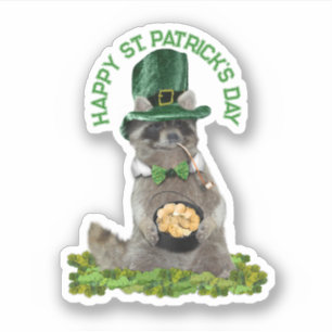 Sticker La Saint-Patrick - Raton laveur chanceux