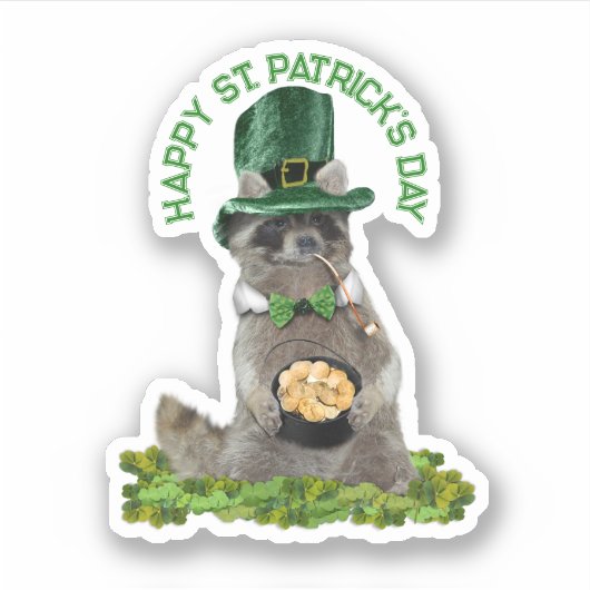 Sticker La Saint-Patrick - Raton laveur chanceux (Devant)