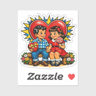 Sticker La Saint-Valentin Rétro Pop Art Vintage