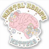 Sticker La Santé Mentale Rétro, ça compte Vinyl Floral (Devant)