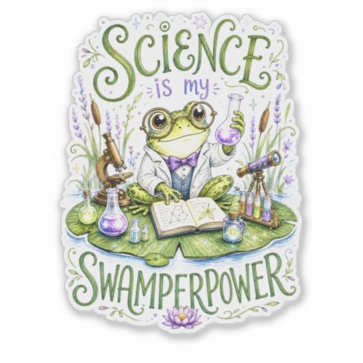 Sticker La science est ma grenouille superpuissante scient (Devant)