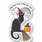 Sticker La Sorcière d'Halloween Le Chat Noir (Devant)