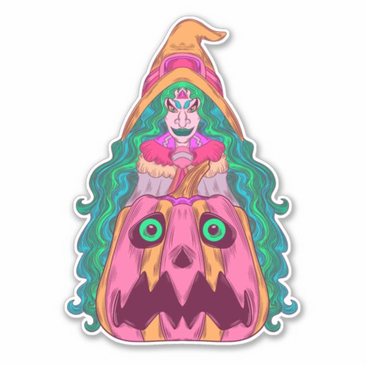 Sticker La Sorcière et la Citrouille (Devant)