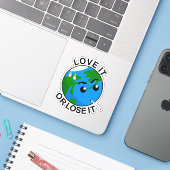 Sticker La Terre ; l'aimer ou la perdre (Ordinateur portable avec iPhone)