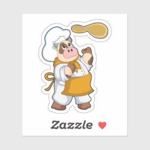 Sticker La vache fait cuire avec Dough