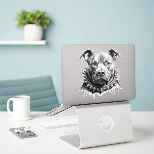 Sticker La Vie Comme Bull Terier Avec Spike Caller (Ordinateur portable sur le bureau)