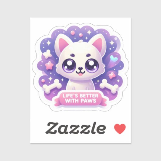 Sticker La vie de chien de Kawaii est meilleure avec des p (Feuille)