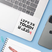 Sticker La vie est dure Donc suis-je en langue arabe drôle (Ordinateur portable avec iPhone)