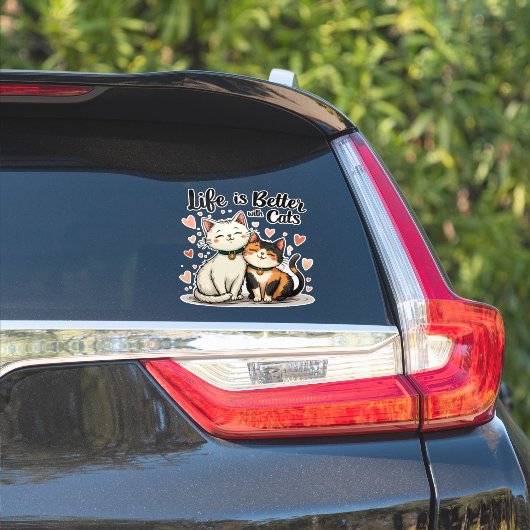 Sticker La vie est meilleure avec les chats mignonne Chat  (Côté voiture)