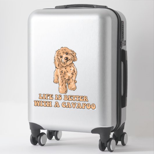 Sticker La Vie Est Meilleure Avec Un Cavapou - Drôle Amate (Sur valise)