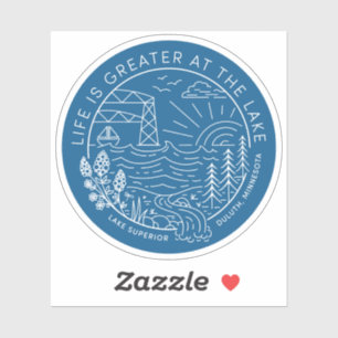 Sticker La vie est plus grande au lac - Blanc sur Bleu