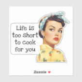 Sticker La vie trop courte Sarcastique Rétro femme de ména (Feuille)