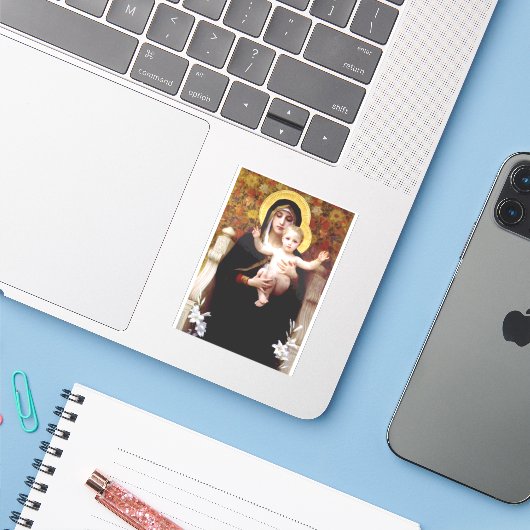 Sticker La Vierge des Lys (Ordinateur portable avec iPhone)