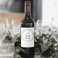 Label Eucalyptus Wreath Wedding Table Number Wine