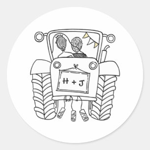 Sticker label Landbruiloft tractor