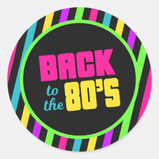 Sticker Label, Neon 80s Party Decorations