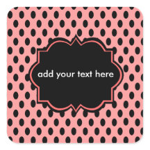 sticker label roze en zwarte polka gestippeld