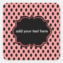 sticker label roze en zwarte polka gestippeld