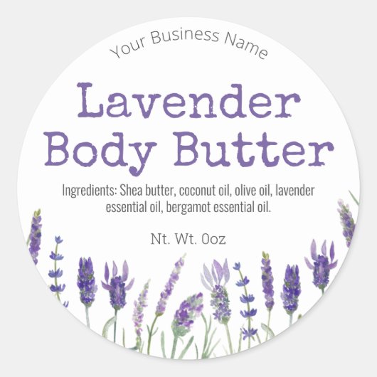 Sticker label voor handgemaakte lavendel body bote (Voorkant)