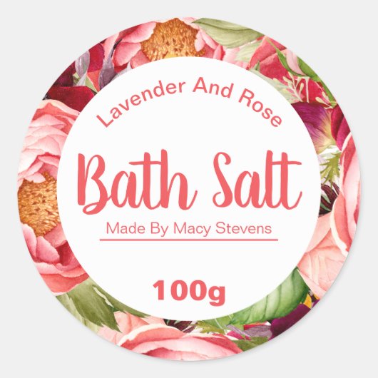 sticker label voor homemade bath Salt (Voorkant)