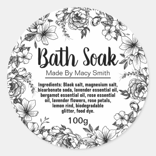 sticker label voor homemade bath Salt (Voorkant)