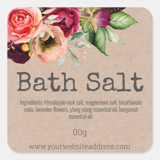 sticker label voor homemade bath Salt (Voorkant)