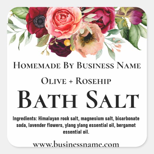 sticker label voor homemade bath Salt (Voorkant)