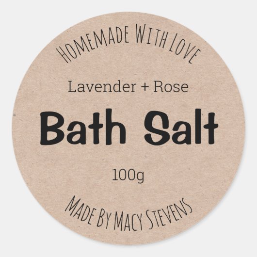 sticker label voor homemade bath Salt (Voorkant)