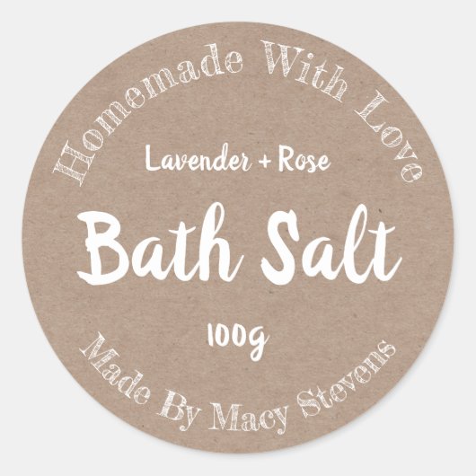 sticker label voor homemade bath Salt (Voorkant)