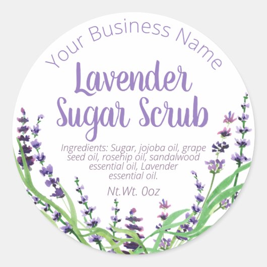 Sticker label voor zelfgemaakte lavendel suiker sc (Voorkant)