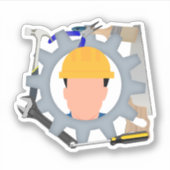 Sticker Labor Day Construction Worker (Devant)