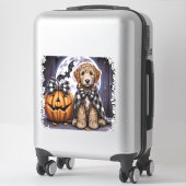 Sticker Labradoodle chien Carré d'Halloween (Sur valise)