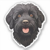 Sticker Labradoodle Chien noir (Devant)
