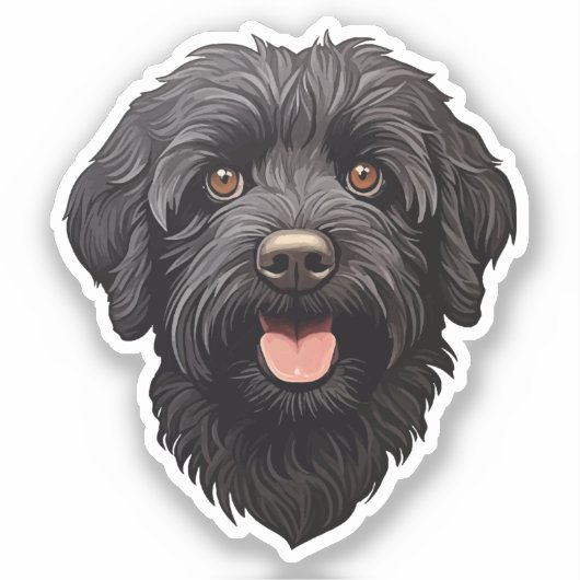 Sticker Labradoodle Chien noir (Recto)