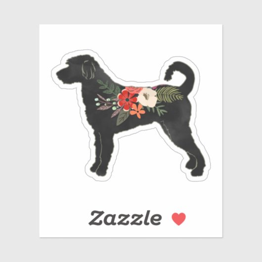 Sticker Labradoodle Chien race Boho Floral Silhouette (Feuille)
