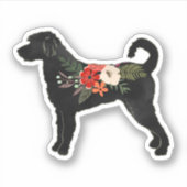 Sticker Labradoodle Chien race Boho Floral Silhouette (Devant)