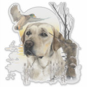 Sticker Labrador, chasse aux canards (Devant)