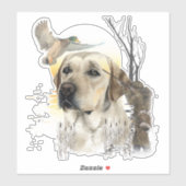 Sticker Labrador, chasse aux canards (Feuille)